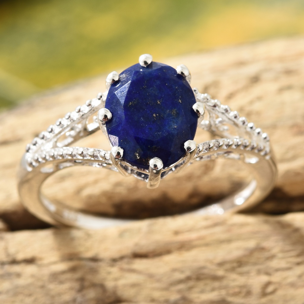 Lapis Lazuli Sterling Silver Split Shank Ring 40$